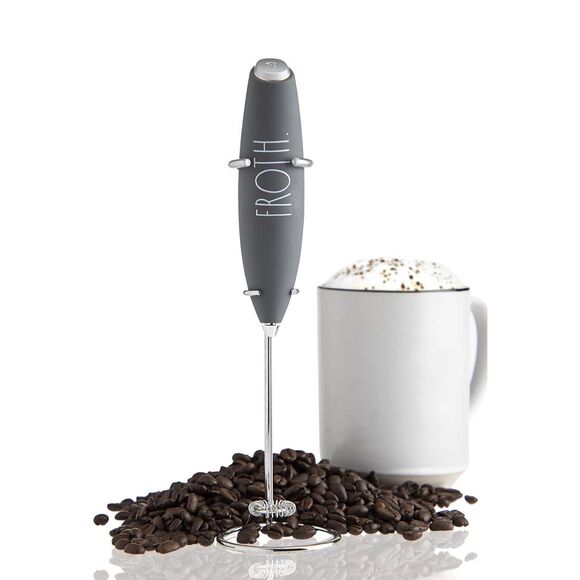 Rae Dunn Froth Electric Milk Frother Gray Classic Foam Whipped Coffee Bar +stand - Picture 1 of 10